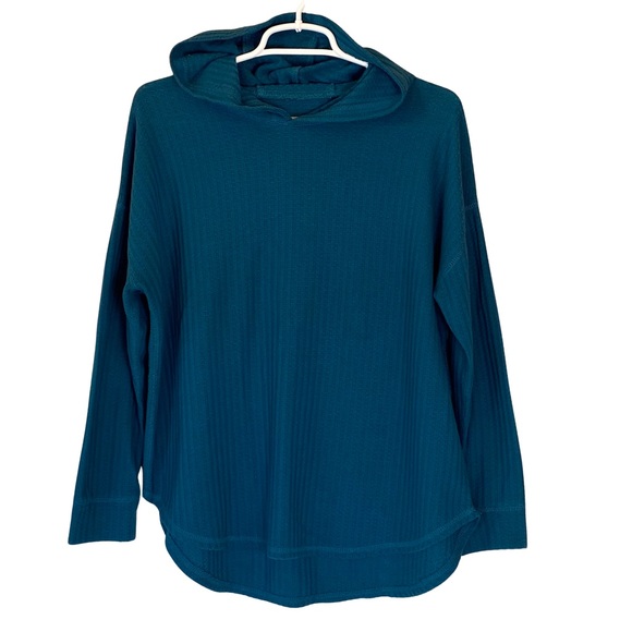 Chaser Tops - Chaser Teal long sleeve waffle hoodie, Large